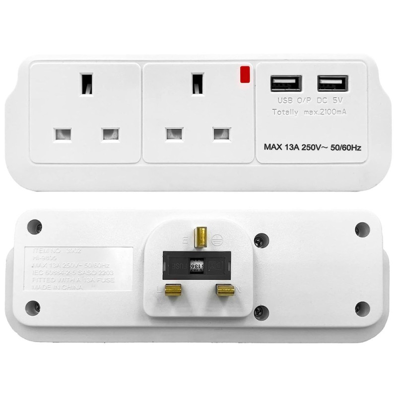 TE007 USB موزع كهرباء2 فتحة مع 2 TOTAL