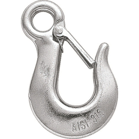 ELEC GALV. Carbon Steel Eye Hoist Hook With Latch 320C 7.5 TON - CHN