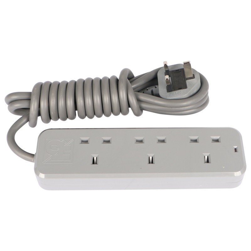 VOLT EXTENSION SOCKET 3WAY X 3MTR BLACK/GREY