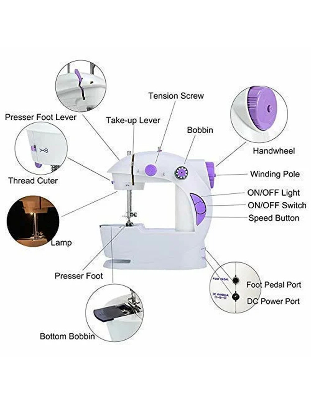 MM-HE ELEECTRIC SEWING MACHINE WITH SEW SLEEVES FUNCTION 6W