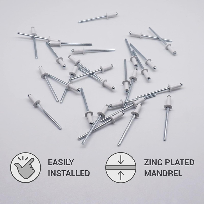 BLIND ALUMINIUM RIVET WHITE 3.2 x 8 MM