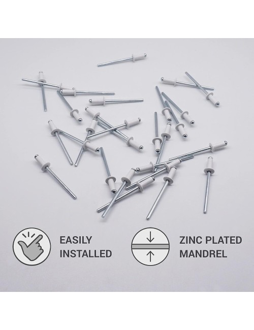 BLIND ALUMINIUM RIVET WHITE 3.2 x 8 MM