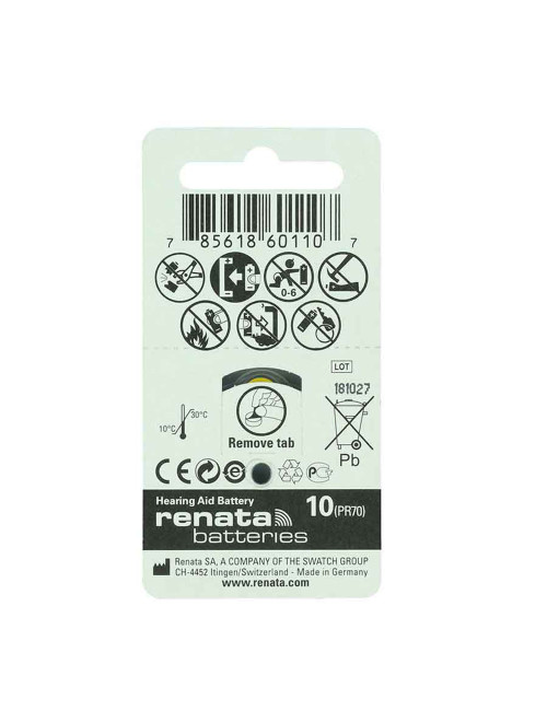 ZA10 HEARING AID BATTERY 6 PCS/PKT