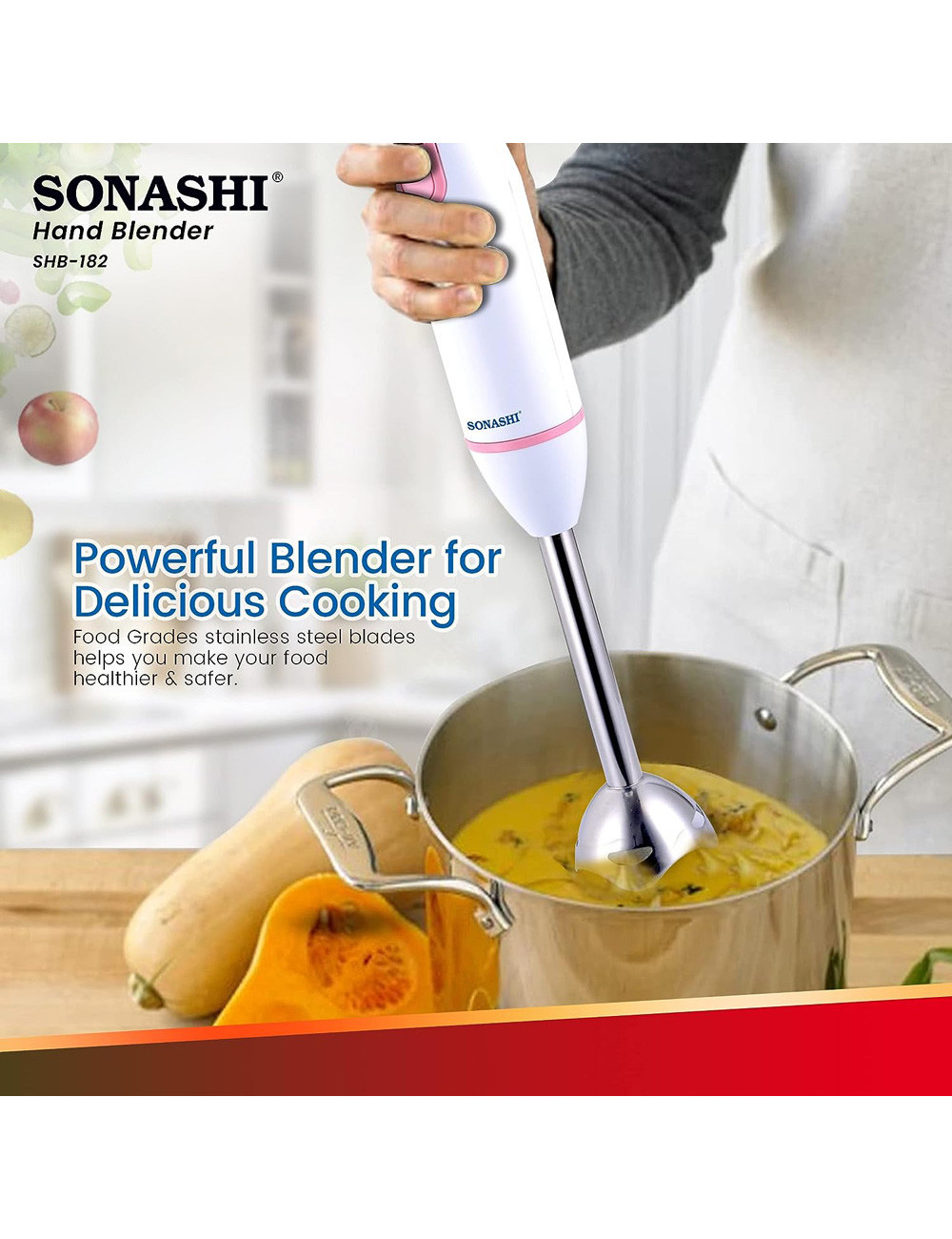 SHB-182 SONASHI HAND BLENDER STEEL SHAFT
