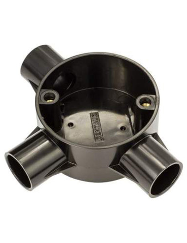 KHARAFI PLASTIC ELECTRIC FITTING JUNCTION ROUND BOX 3/4 Y TYPE 3WAY BLACK