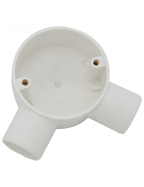 KHARAFI PLASTIC ELECTRIC FITTING JUNCTION ROUND BOX 3/4 Y TYPE 2WAY WHITE