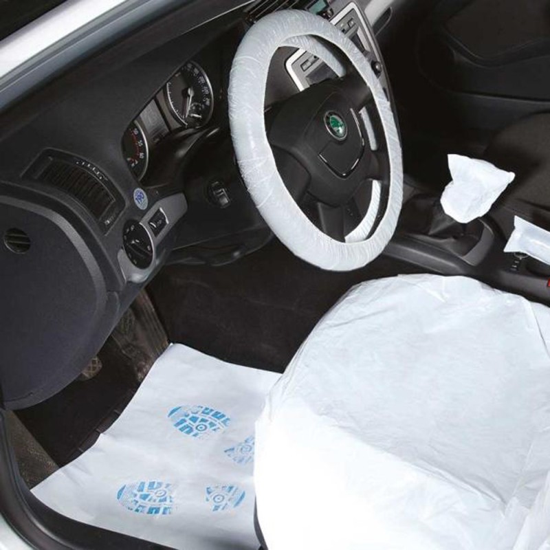 PROTECTIVE DISPOSABLE COVERS ( STEERING + LEVER + HANDBREAK + PADS + SEAT )