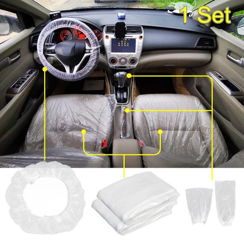 PROTECTIVE DISPOSABLE COVERS ( STEERING + LEVER + HANDBREAK + PADS + SEAT )