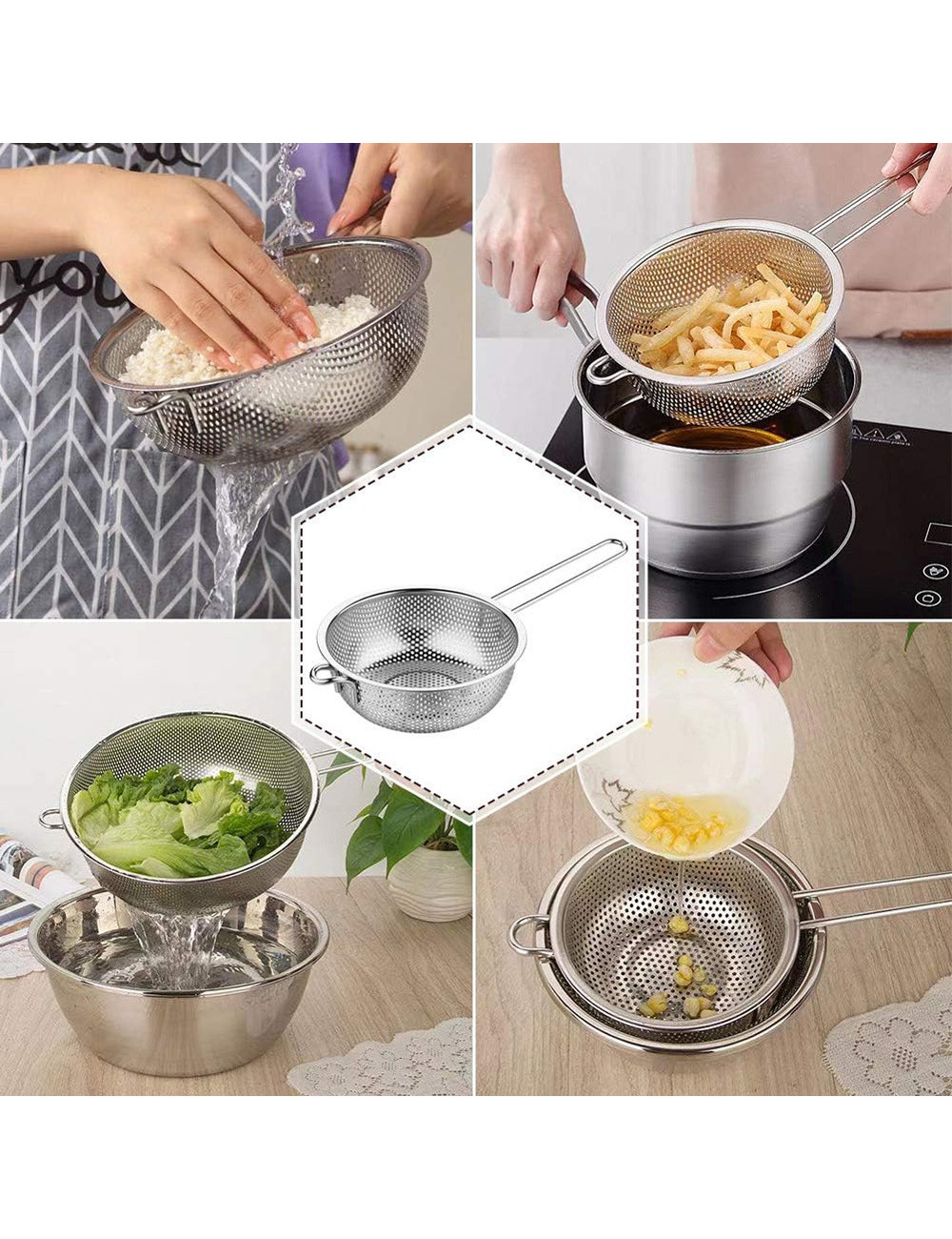 Fine Mesh Strainer With Silicon Coated Handle 22Cm