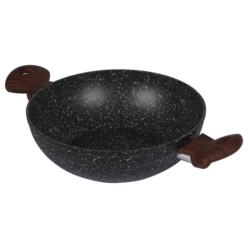 Granite Coating Wok Pan With 2 Handles 24
