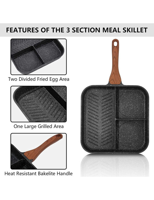 Non Stick Divided Frying Grill Pan - 32Cm