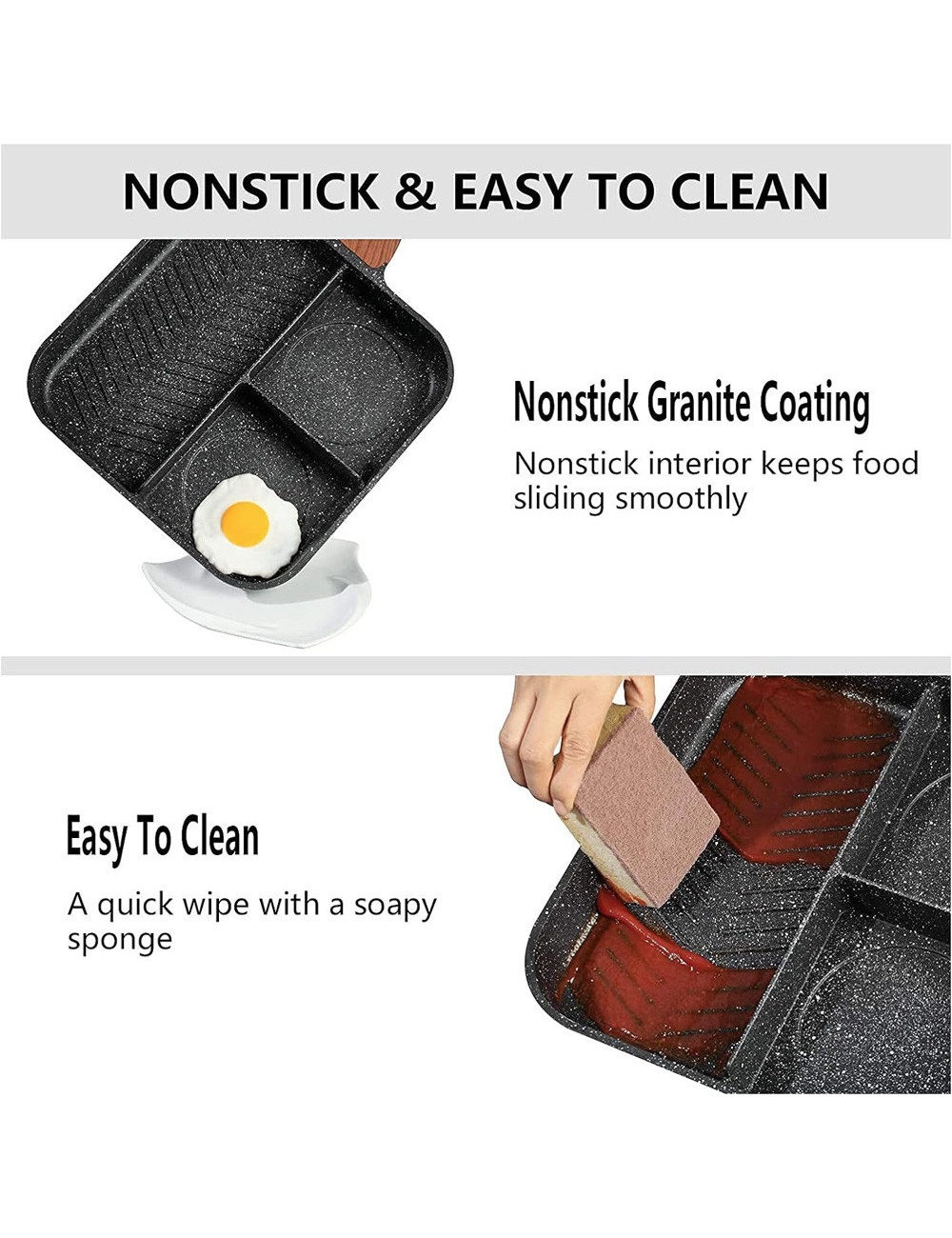 Non Stick Divided Frying Grill Pan - 32Cm