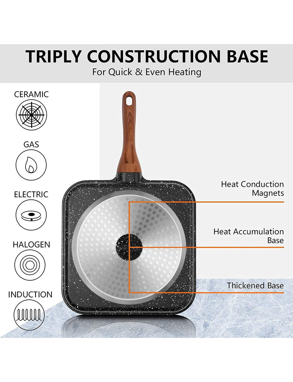Non Stick Divided Frying Grill Pan - 32Cm