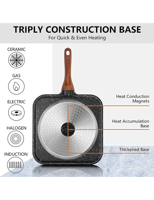 Non Stick Divided Frying Grill Pan - 32Cm