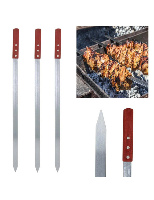 Kabbab Skewer 3 Pcs Set (With Wooden Handle)