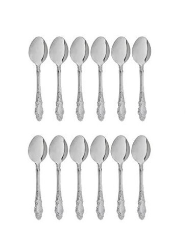 Silver Decorated Eating Spoon - 12 Pcs Pack