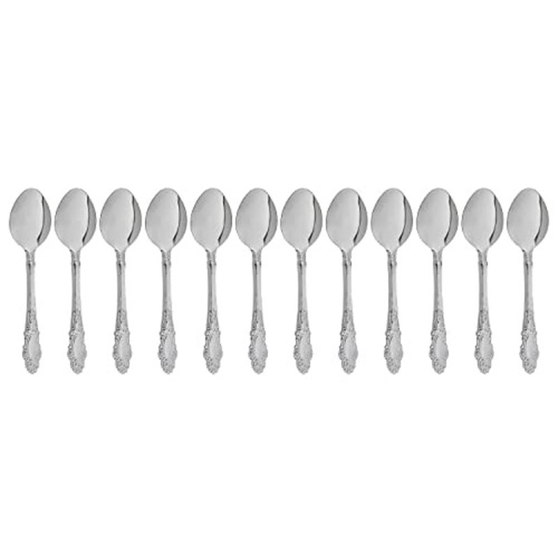 Silver Decorated Dessert Spoon - 12 Pcs Pack