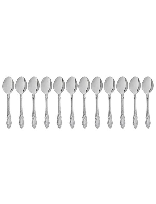 Silver Decorated Dessert Spoon - 12 Pcs Pack