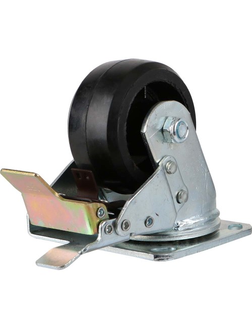 097100NL CASTER WHEEL RUBBER SWIVEL WITH BRAKE 4" H.D