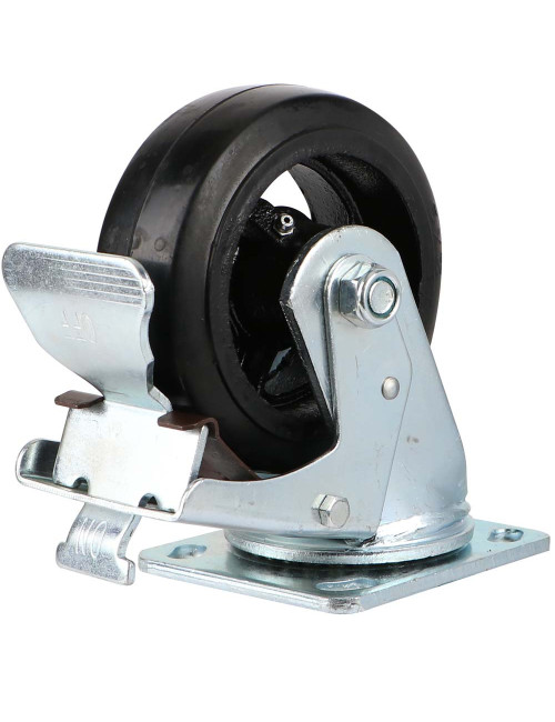 097125NL RUBBER CASTER WHEEL SWIVEL BRAKE 5" H.D