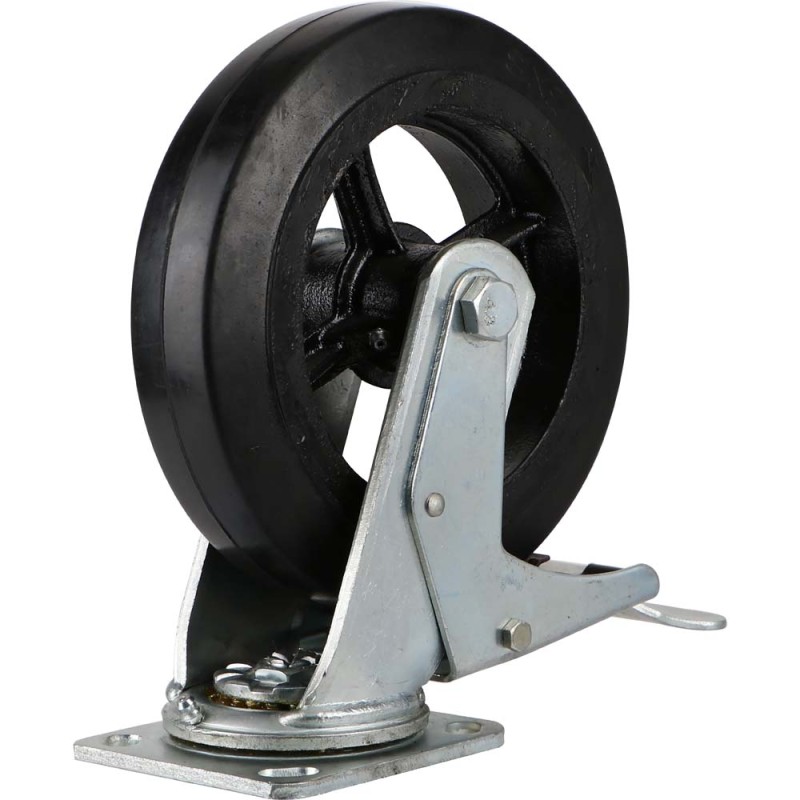 097200NL CASTER WHEEL RUBBER SWIVEL WITH BRAKE 8" H.
