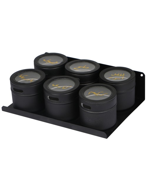 6 Pcs Spice Jar Set With Metal Stand