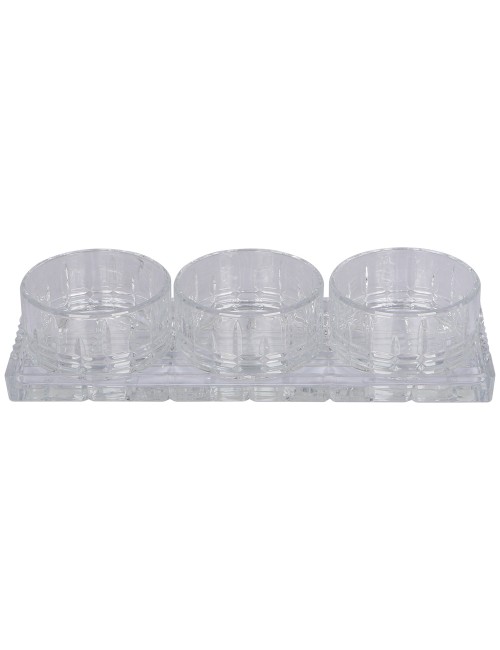4 Pcs Condiment Set (3 Pcs Glass Bowls + 1 Glass Plate)