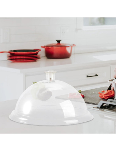 صينية ستيل مدورة مع غطاء 34سم