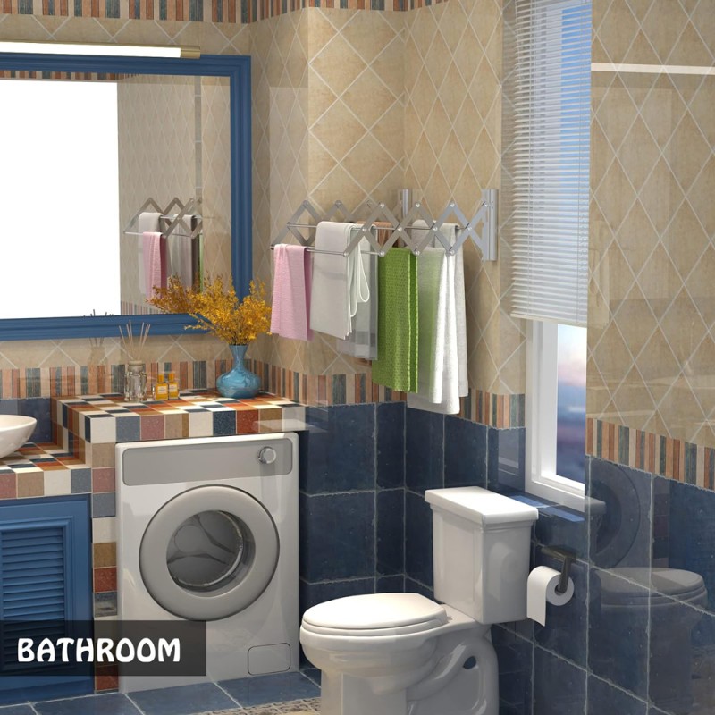 LZH-002 ALUMINIUM WALL MOUNTED RETRACTABLE CLOTHES DRYING RACK 60 X 80CM