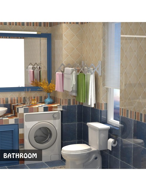 LZH-002 ALUMINIUM WALL MOUNTED RETRACTABLE CLOTHES DRYING RACK 60 X 80CM
