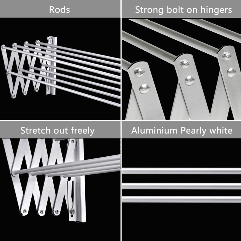 LZH-002 ALUMINIUM WALL MOUNTED RETRACTABLE CLOTHES DRYING RACK 60 X 80CM