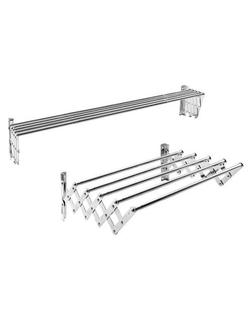 LZH-008 STAINLESS STEEL WALL MOUNTED CLOTHES DRYING 5 RODS RACK 120 X 37.5CM
