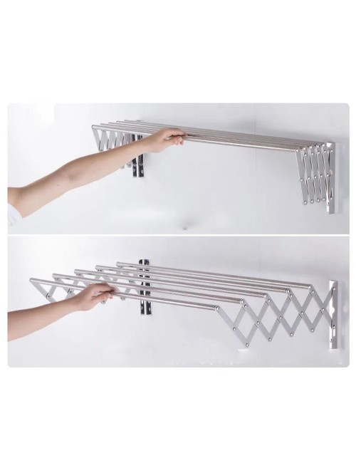 LZH-008 STAINLESS STEEL WALL MOUNTED CLOTHES DRYING 5 RODS RACK 120 X 37.5CM