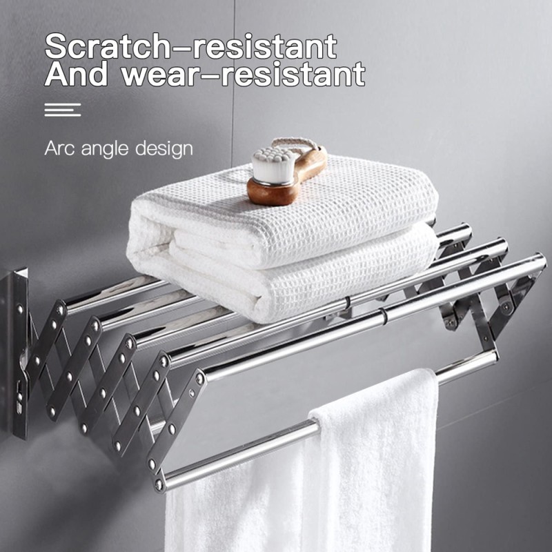 LZH-009 STAINLESS STEEL WALL MOUNTED CLOTHES DRYING 6 RODS RACK 80 X 37.5CM