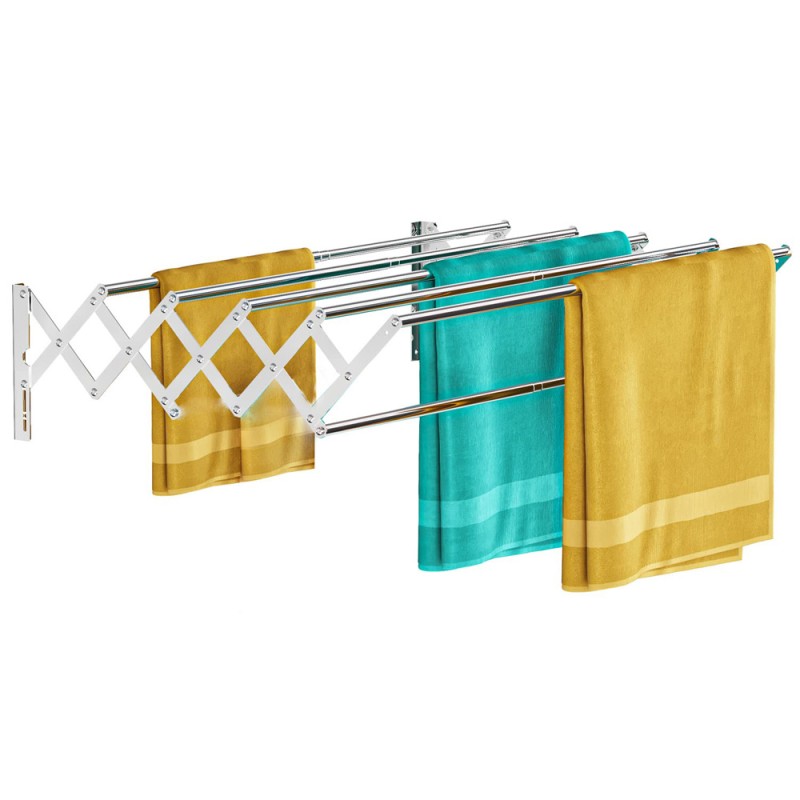 LZH-010 STAINLESS STEEL WALL MOUNTED CLOTHES DRYING 6 RODS RACK 120 X 37.5CM