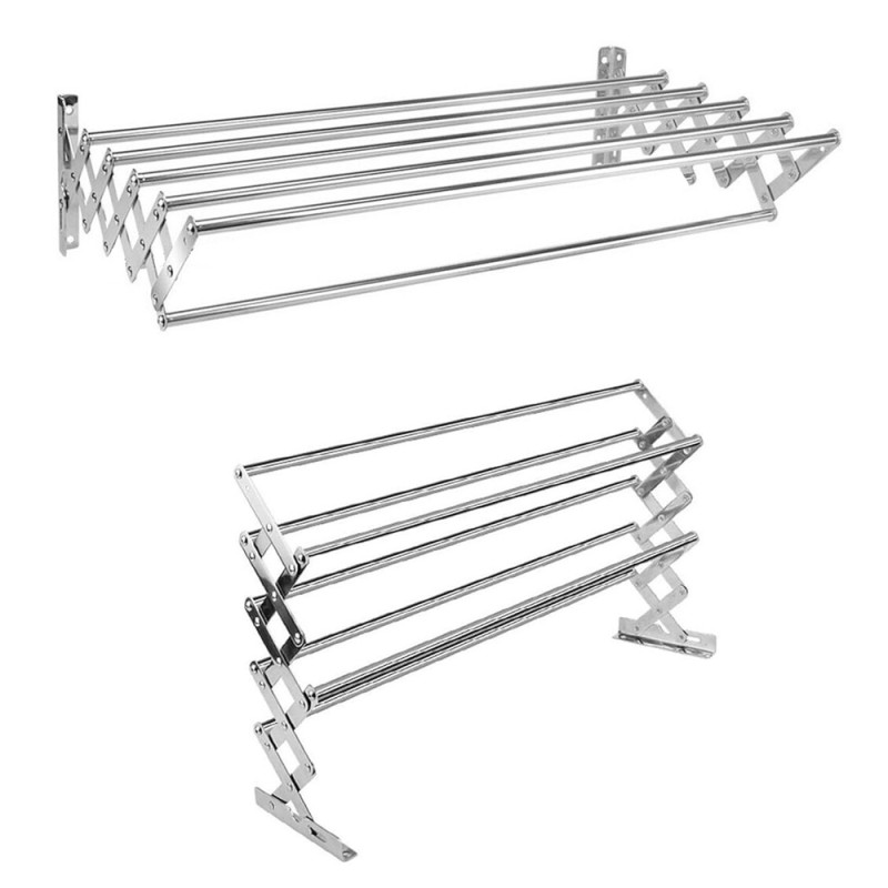 LZH-010 STAINLESS STEEL WALL MOUNTED CLOTHES DRYING 6 RODS RACK 120 X 37.5CM