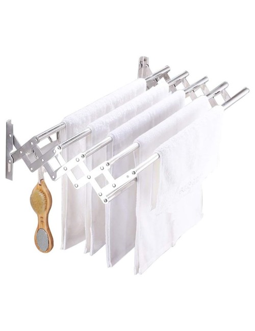 LZH-010 STAINLESS STEEL WALL MOUNTED CLOTHES DRYING 6 RODS RACK 120 X 37.5CM