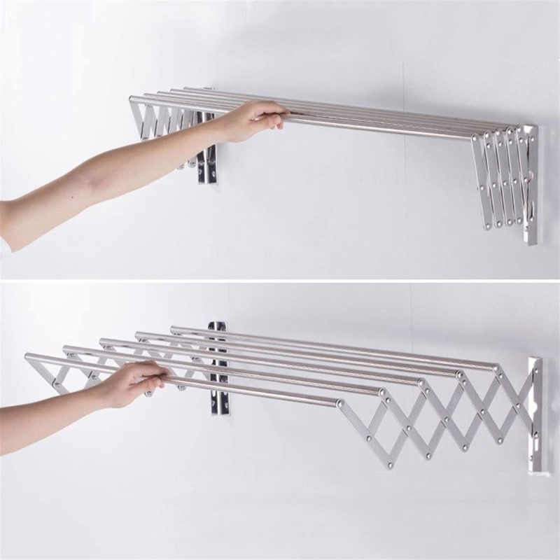 LZH-010 STAINLESS STEEL WALL MOUNTED CLOTHES DRYING 6 RODS RACK 120 X 37.5CM