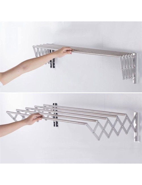 LZH-010 STAINLESS STEEL WALL MOUNTED CLOTHES DRYING 6 RODS RACK 120 X 37.5CM