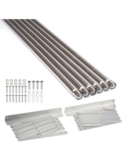 LZH-010 STAINLESS STEEL WALL MOUNTED CLOTHES DRYING 6 RODS RACK 120 X 37.5CM