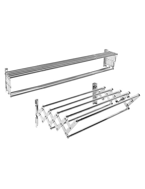 LZH-012 STAINLESS STEEL WALL MOUNTED CLOTHES DRYING 7 RODS RACK 120 X 37.5CM