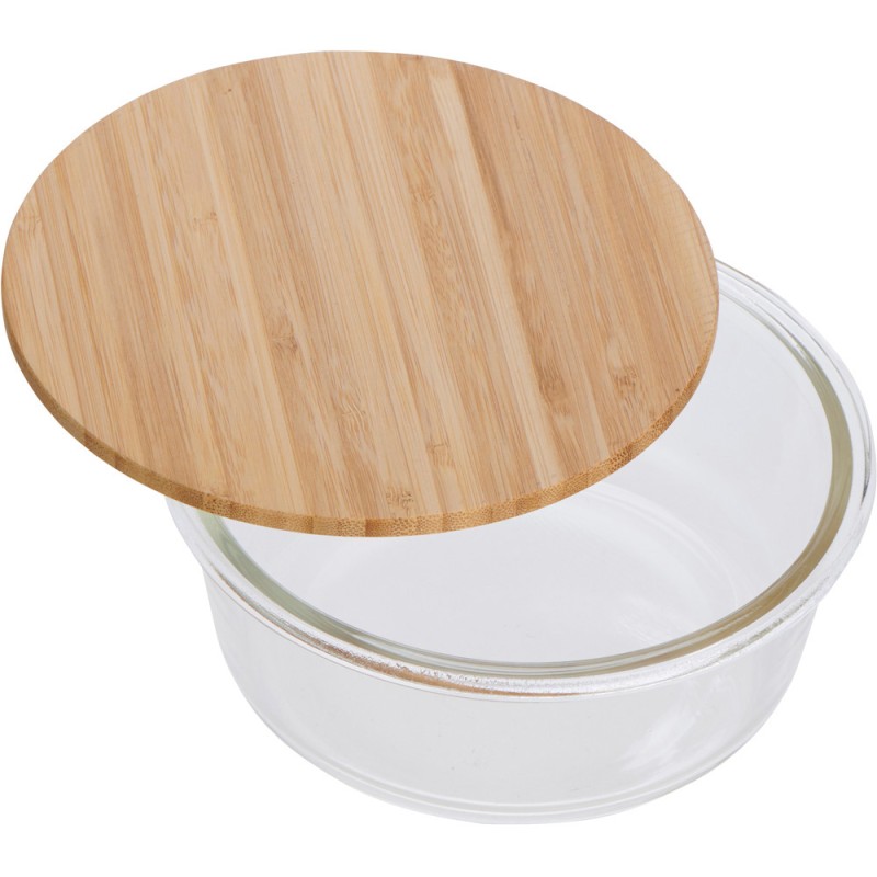Glass Bowl With Bamboo Lid - Small -1400 Ml