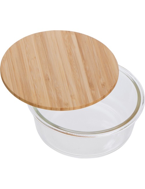 Glass Bowl With Bamboo Lid - Small -1400 Ml