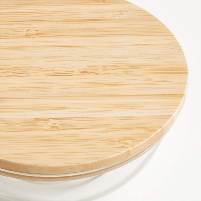 Glass Bowl With Bamboo Lid - Small -1400 Ml
