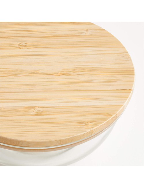 Glass Bowl With Bamboo Lid - Small -1400 Ml