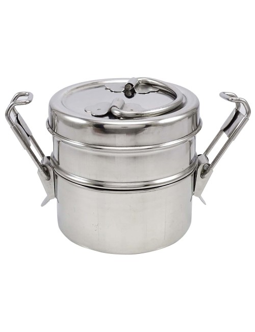 Hammered Stainless Steel Tiffin Box - 2 Layers