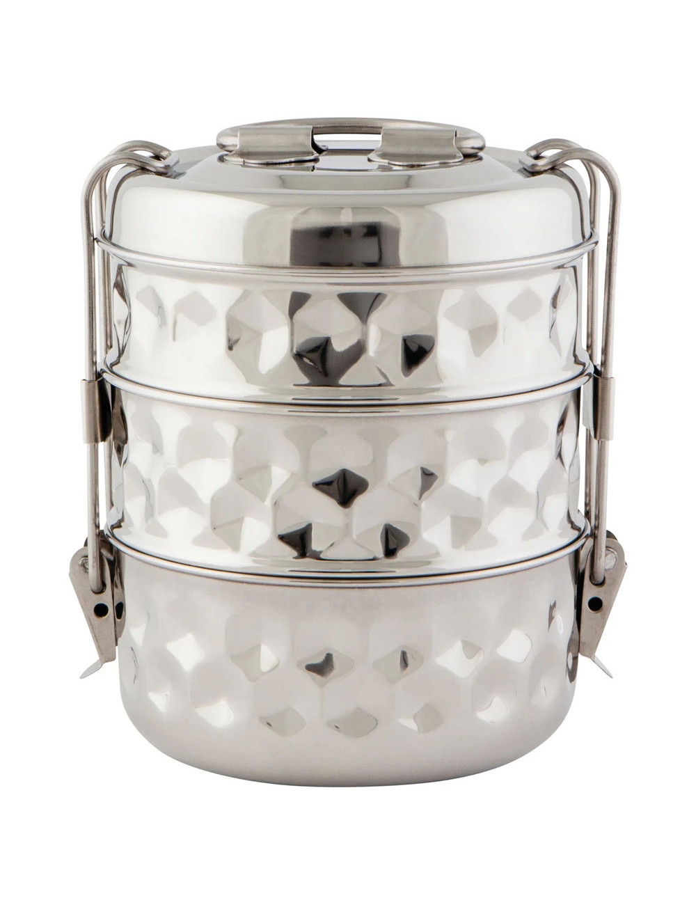 Hammered Stainless Steel Tiffin Box - 3 Layers
