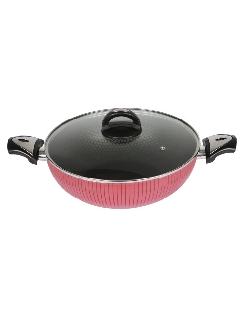 Teflon Coating Pan Wok With Lid - Pw028