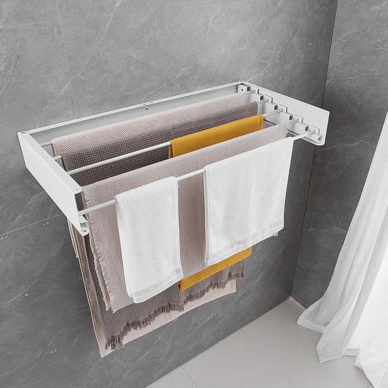 FDR-002 FOLDABLE WALL MOUNTED CLOTHES DRYING RACK 80 X 10.5 X 40CM WHITE
