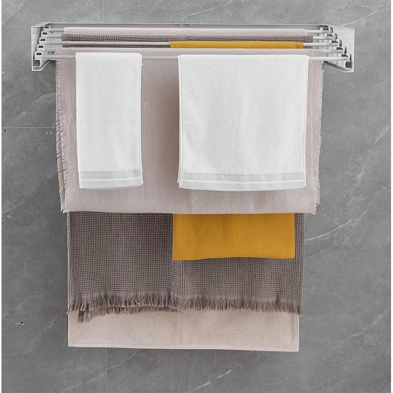 FDR-002 FOLDABLE WALL MOUNTED CLOTHES DRYING RACK 80 X 10.5 X 40CM WHITE